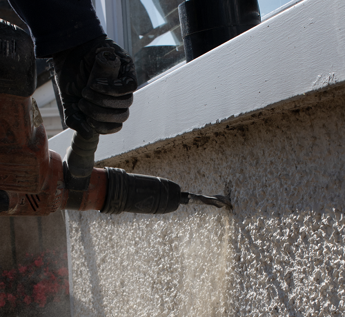 Drilling Cavity Wall In Progress